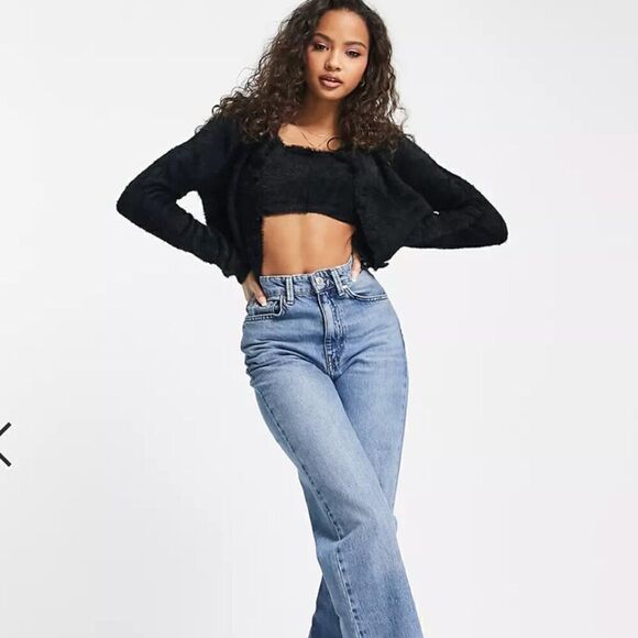 Charlie Holiday Lenny knitted cardigan and crop top set in black New With Tags - Picture 5 of 13